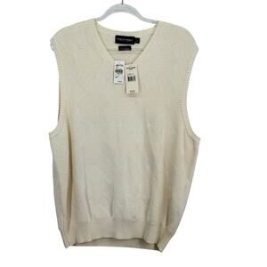 Ralph Lauren Polo Golf Sweater Vest Cashmere VTG L Men's Cream Diamond Knit NEW